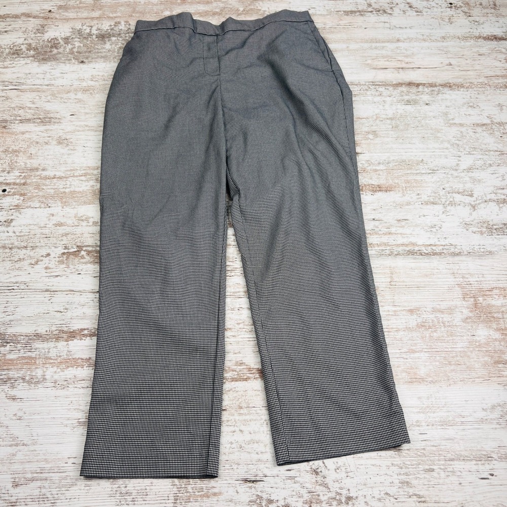Rachel Zoe Womens 10 Black White Houndstooth Pull On Straight Leg Dress Pants